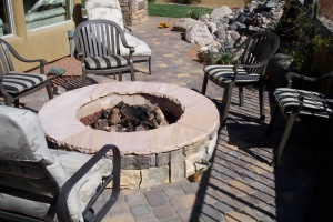 small patio area with fire pit