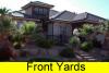 sloping front yard with rocks and palm trees