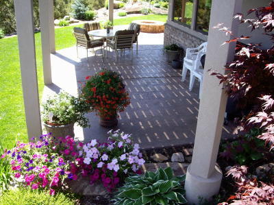 flowers on a patio