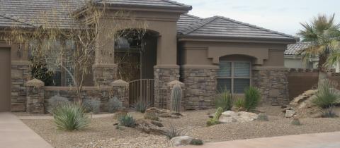 desert landscaping with rocks