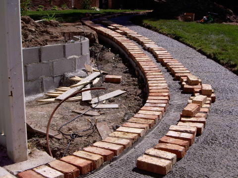 construction of a brick patio