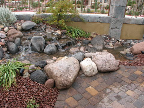 pondless water feature with vault under patio