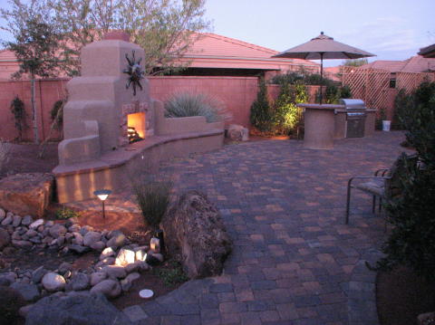 landscaping backyard fireplace