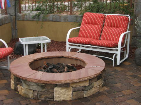 fireplace and patio in a small space