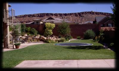 sunken trampoline in backyard